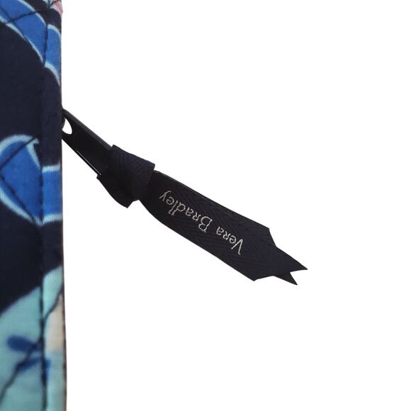 Vera Bradley Floral Blue & Pink Wallet / Clutch Quilted Zipper Pockets LOGO - Picture 3 of 9